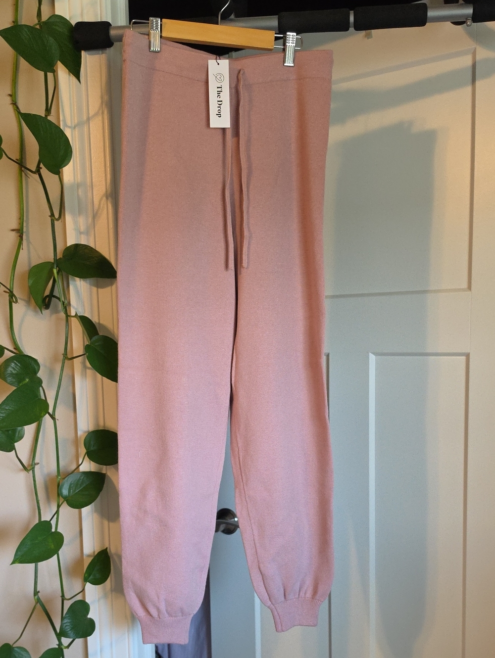 The Drop Women's Dusty Pink Sweater Drawstring Joggers